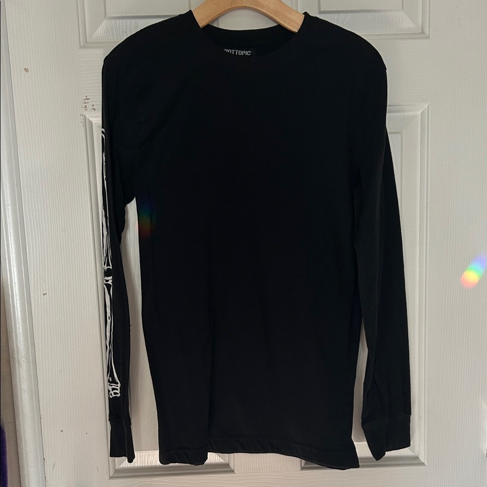 Hot Topic Black Long Sleeve Tee with White Accents